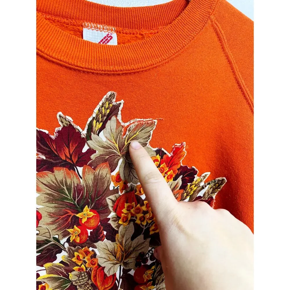 Vintage Handmade Jerzees Fall Halloween‎ Leaves Orange Grandma Sweater Size XL - Picture 5 of 6